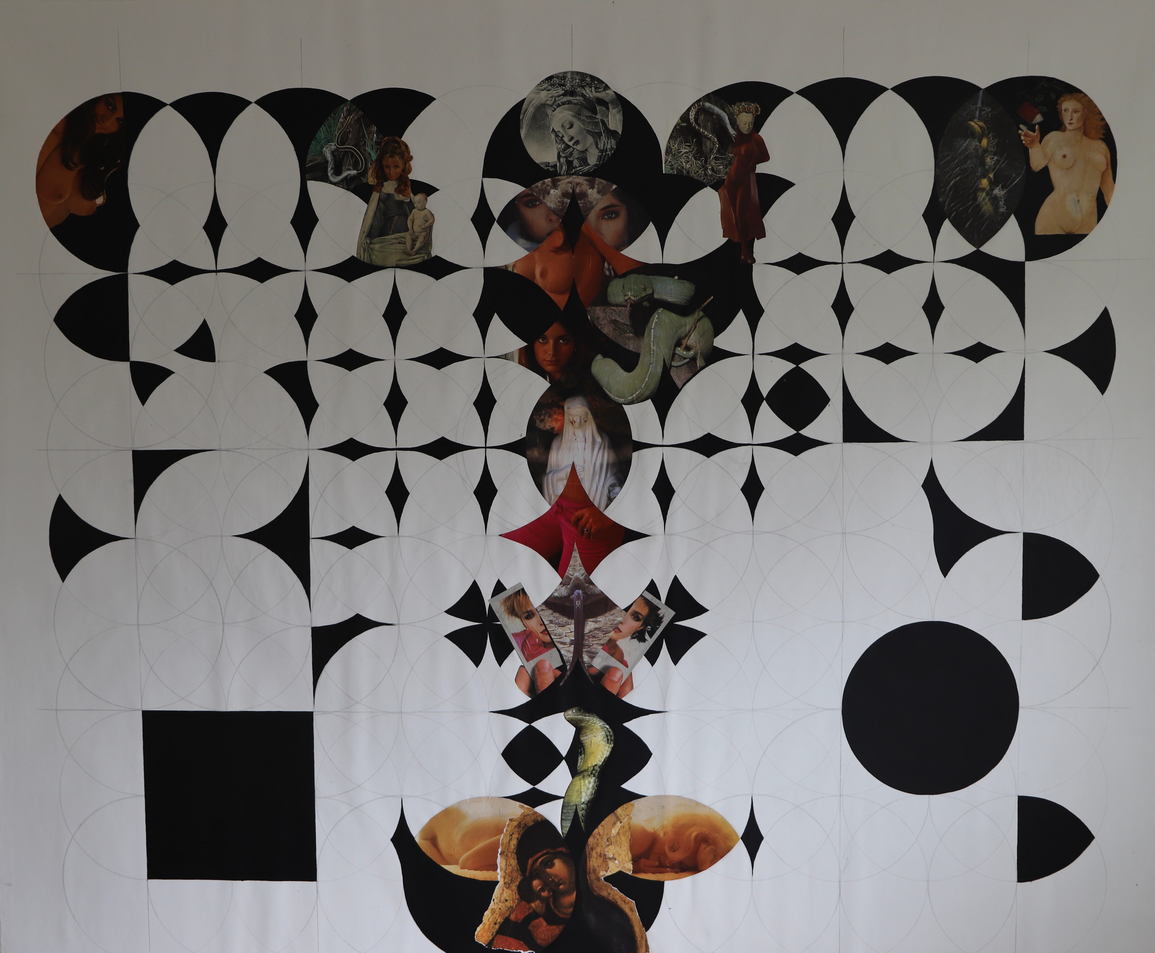 Blood and Tears, Acrylic, pencil, paper, ink on canvas, 2023