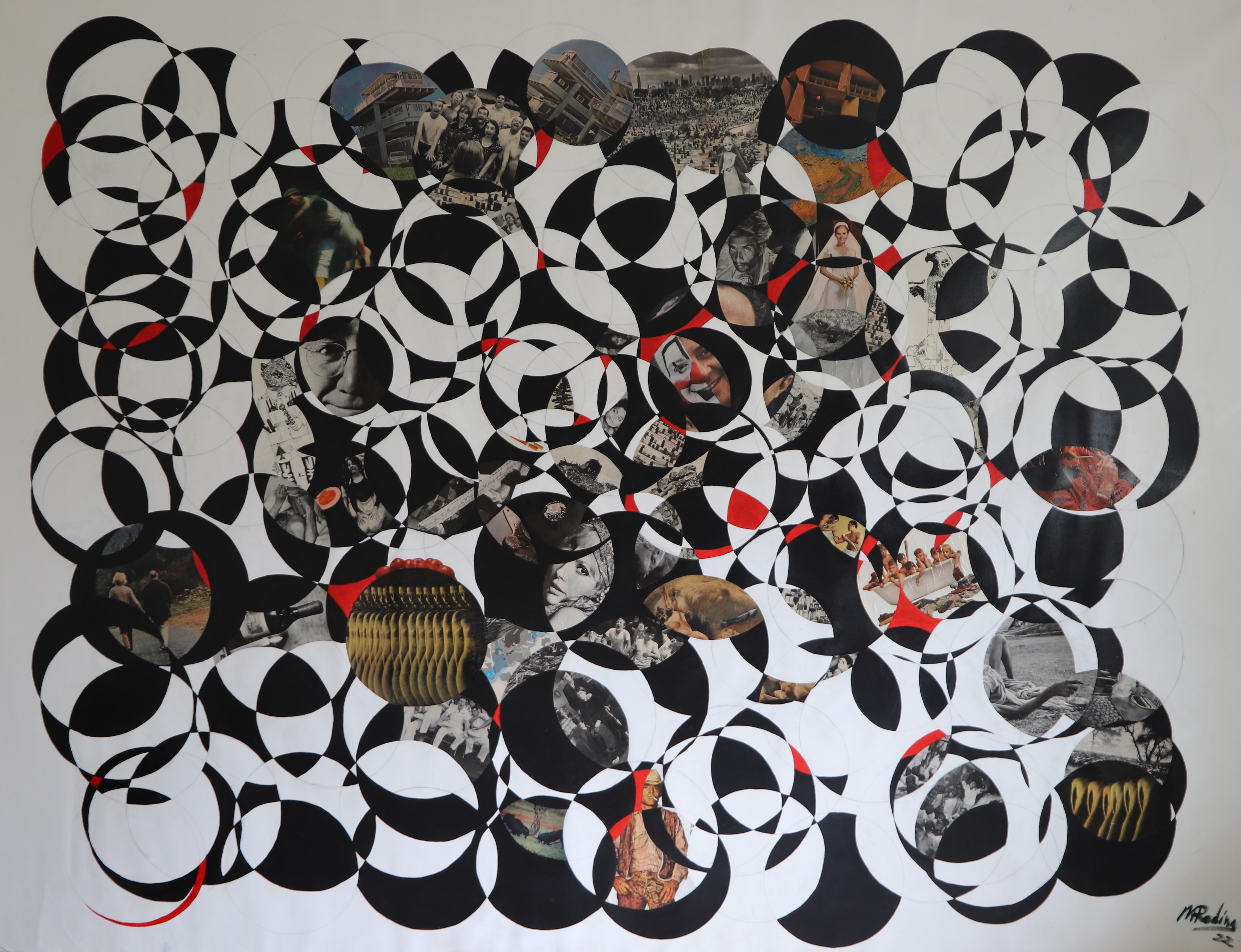 Capsules of Life, Acrylic, pencil, paper, ink on canvas, 2023