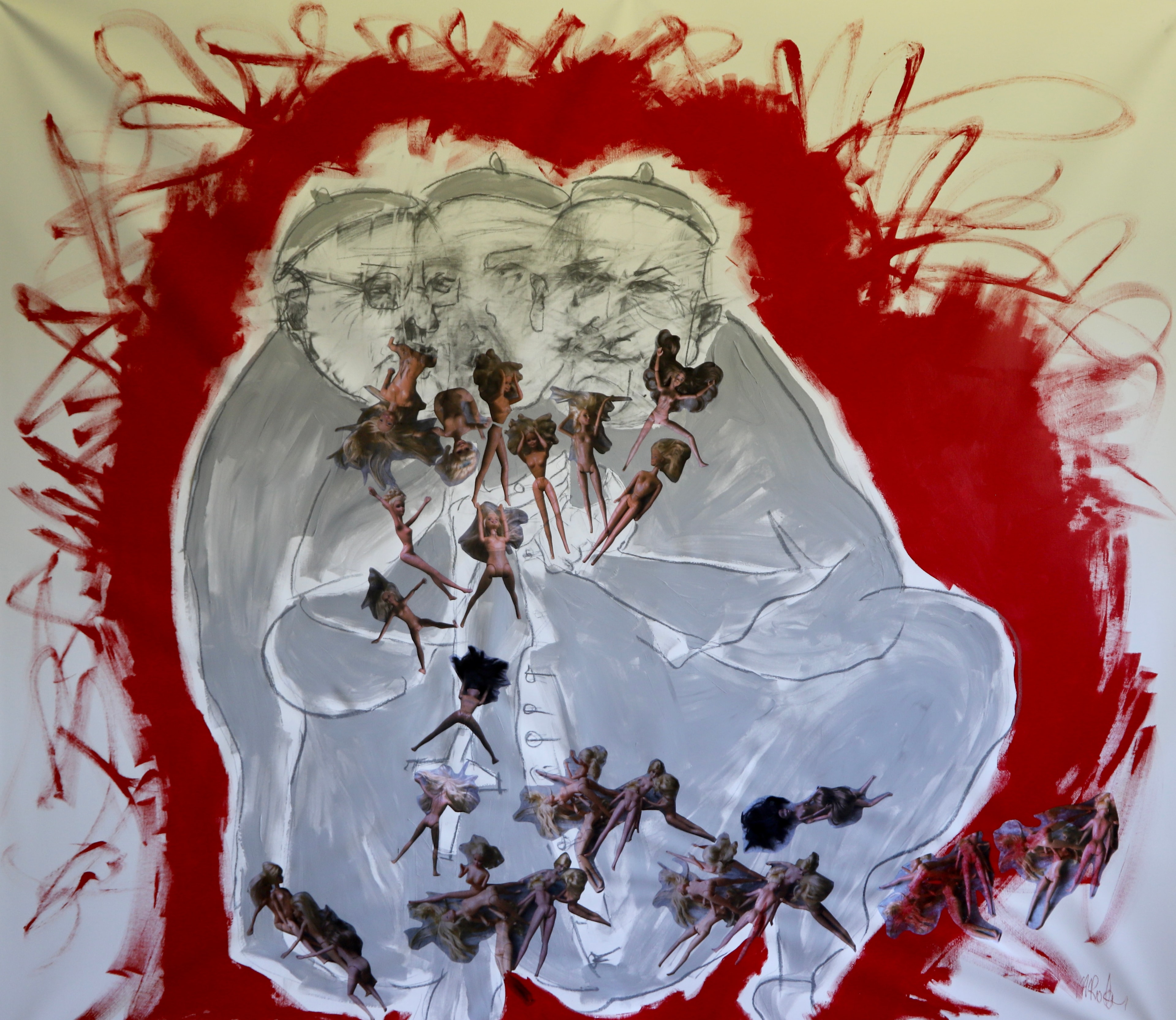 Holy Moly, Acrylic, chalk, ink on canvas, 2023