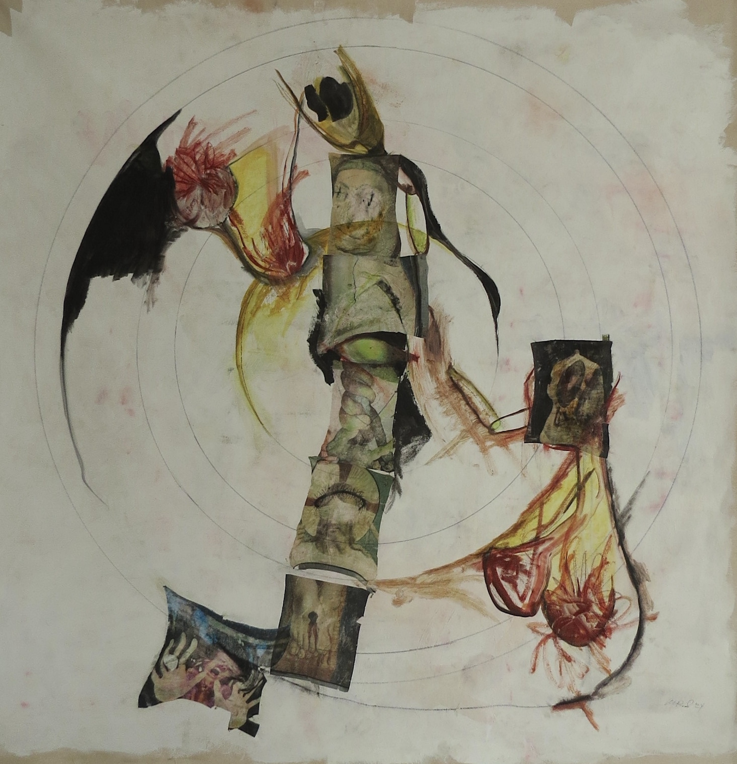 Blindfold Jesus, Acrylic, chalk, pencil, ink on canvas, 2024