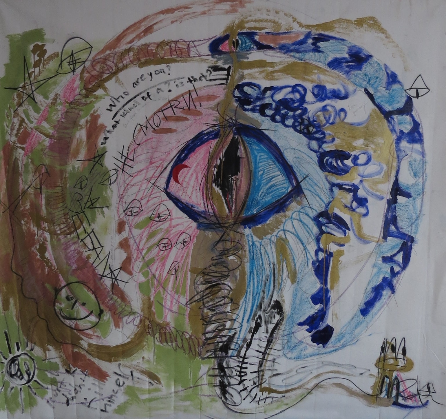 Who Are You, Acrylic, chalk on canvas, 2024