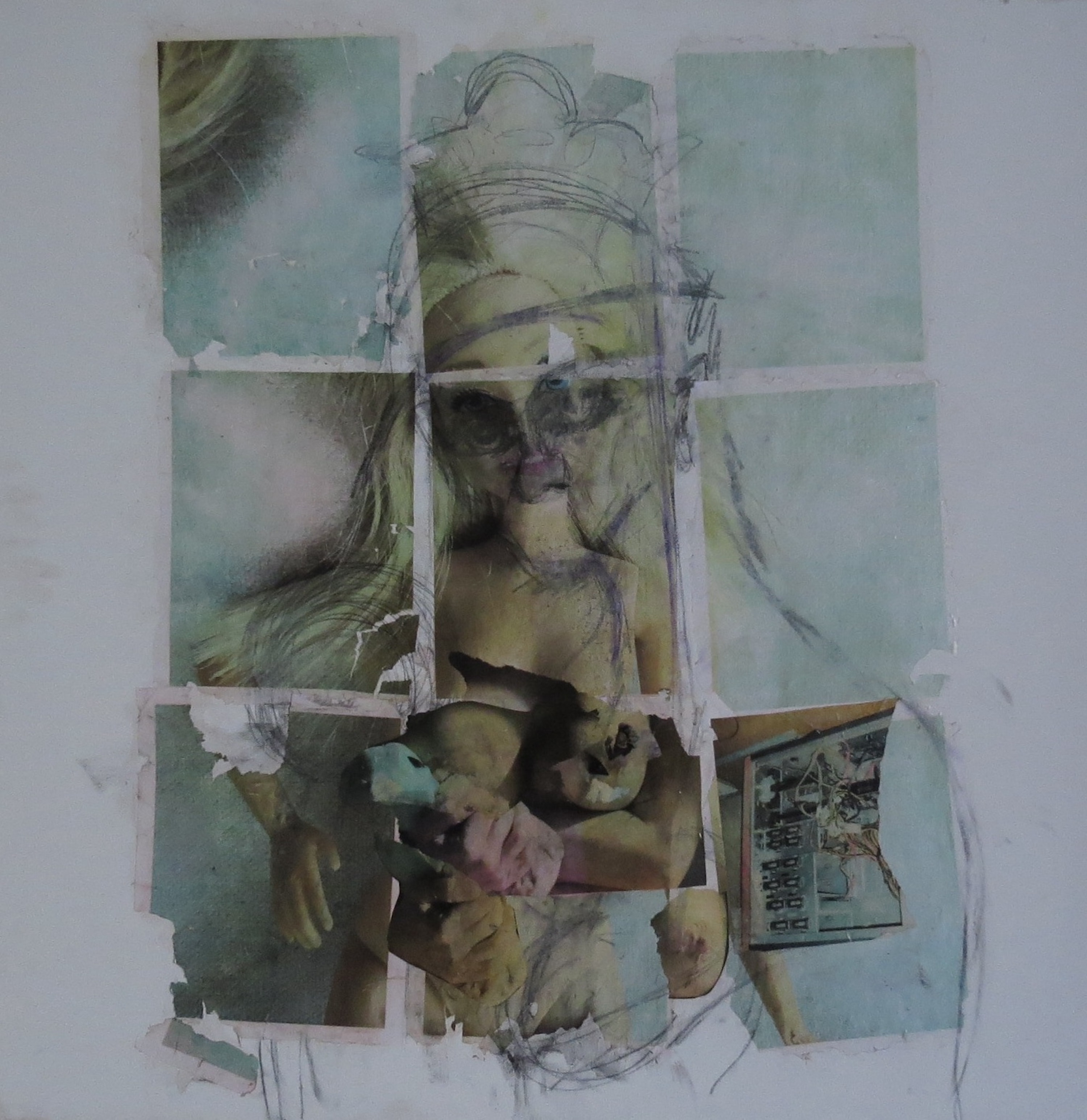 Charge Me, Acrylic, chalk, pencil, ink on canvas, 2025