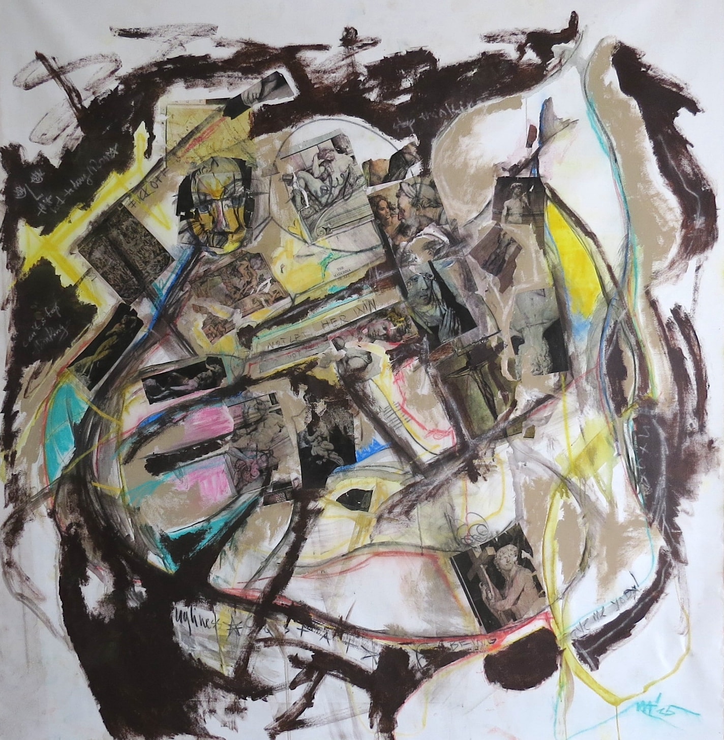 Compulsive Thinker, Acrylic, chalk, ink on canvas, 2025