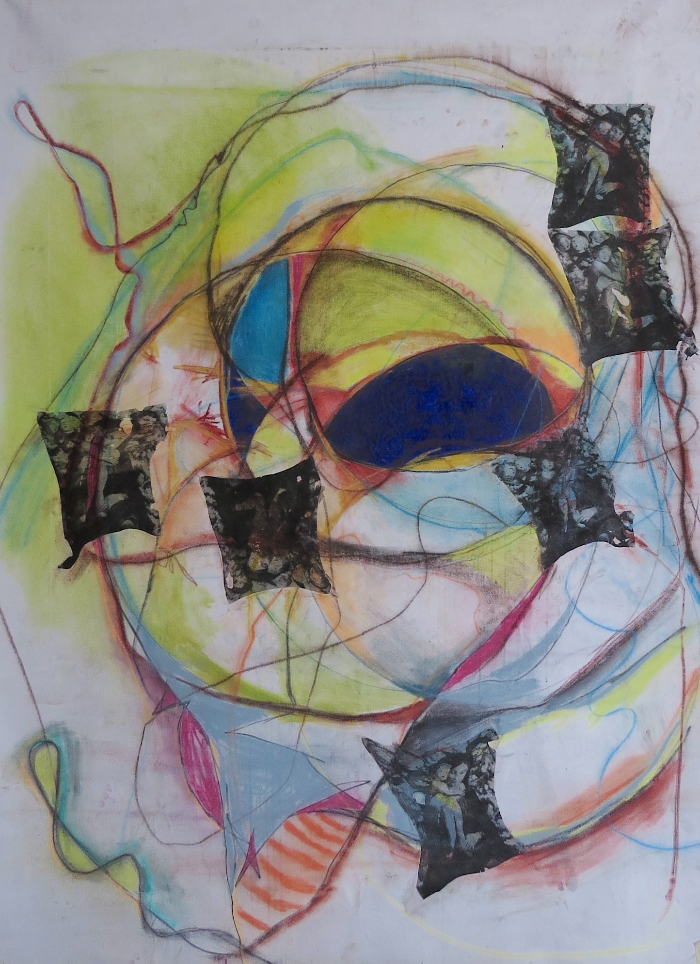 Five Mothers, Acrylic, chalk, pencil, ink on canvas, 2025