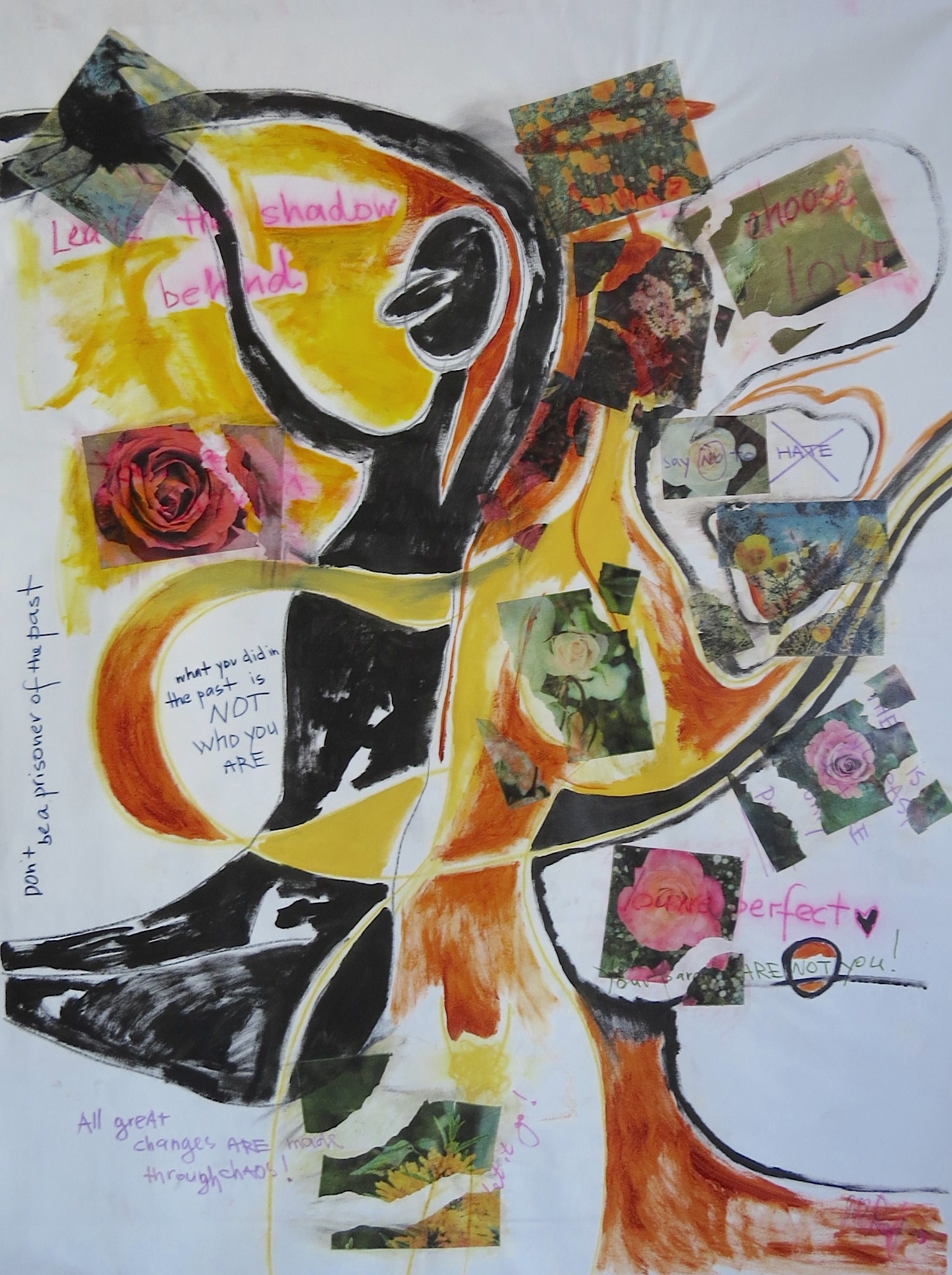 Leave Your Shadow Behind, Acrylic, chalk, pencil, ink on canvas, 2025